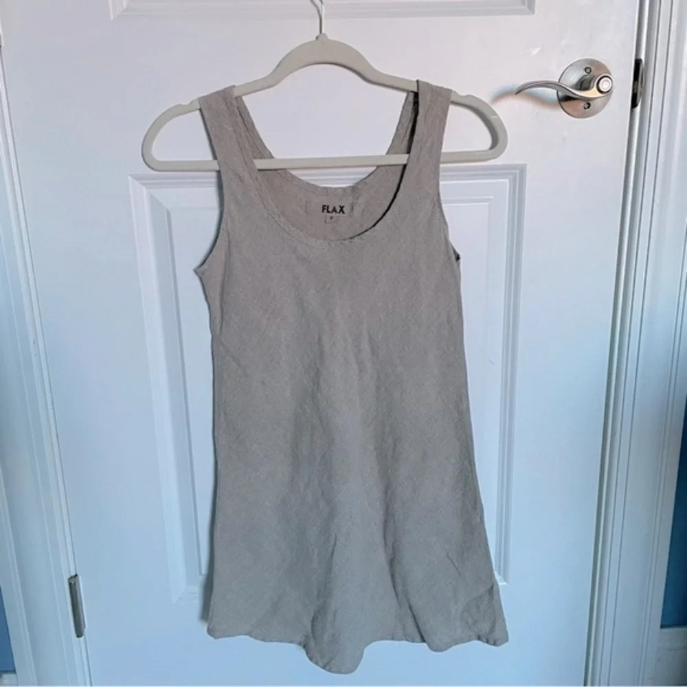 Flax sleeveless linen tank lagenlook beige 18845